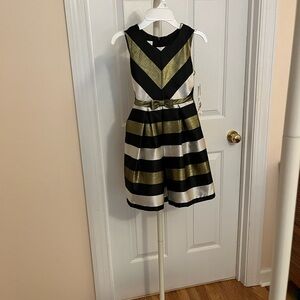 Bonnie Jean Girls Size 8 Dress, Black with Stripes